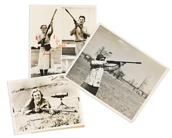 Women Shooting Skeet. Six Black-and-white Press Photos of Sharp Shooters.